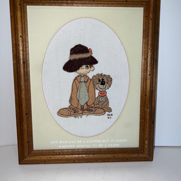 Needlepoint Boy & Dog Framed 1987 - Picture 8 of 9